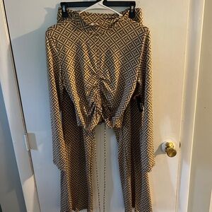 Ardene Brown and Tan Geometric Top Matching Set